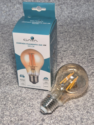 LAMPADA LED FILAMENTO 4W RETRO E27 GAYA A60 9294 - UN