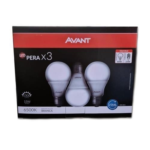 LAMPADA LED PERA 15W BIV 6500K CAIXA C/3 AVANT