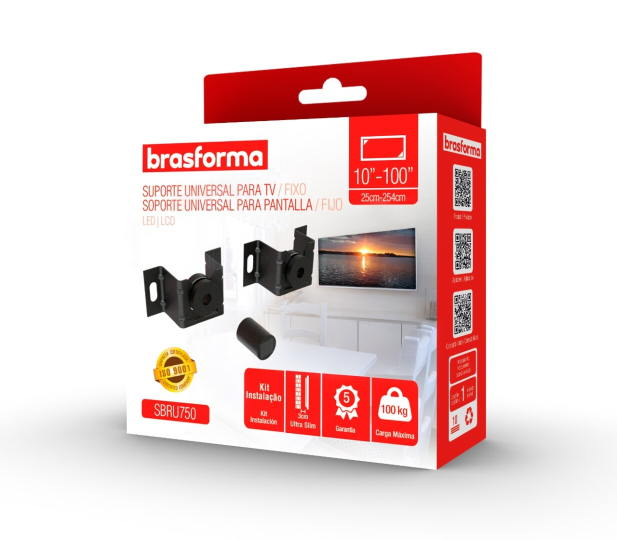 SUPORTE TV FIXO UNV 10-100" BRASFORMA 9063