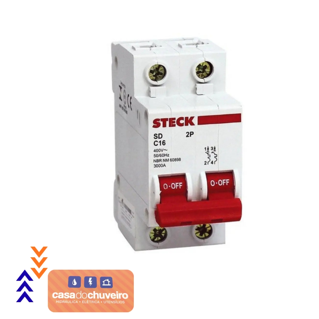 DISJUNTOR BIPOLAR 16A STECK 338001-54194/SDD62C16 - UN